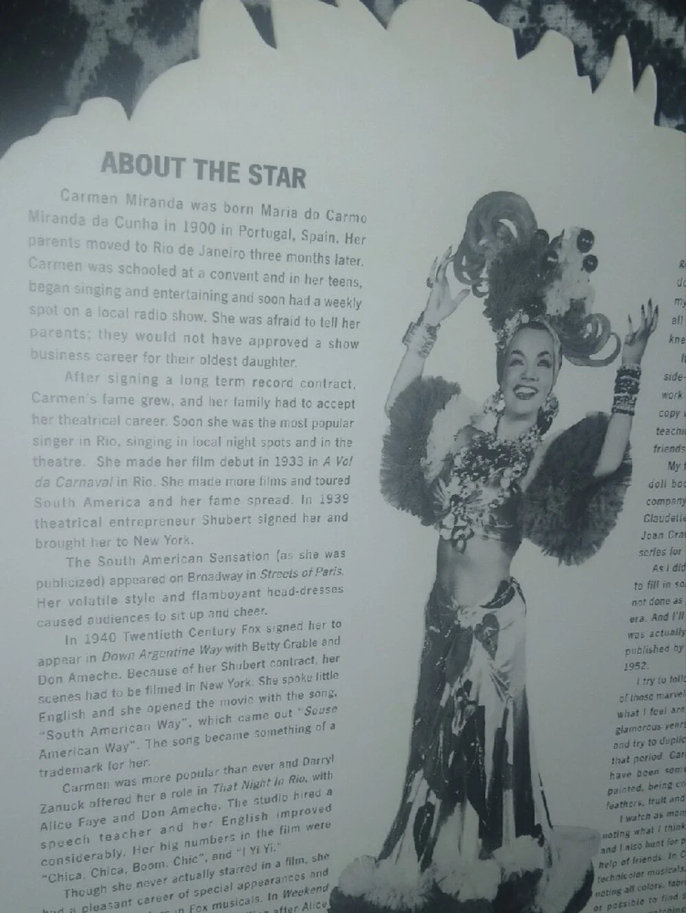Vintage 90s Carmen Miranda Singing Star Paper Dolls Book